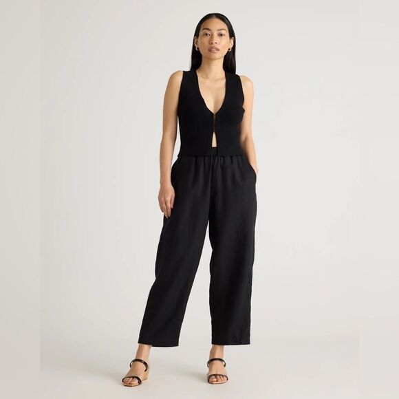 QUINCE 100% European Linen Black Pants - Picture 1 of 13